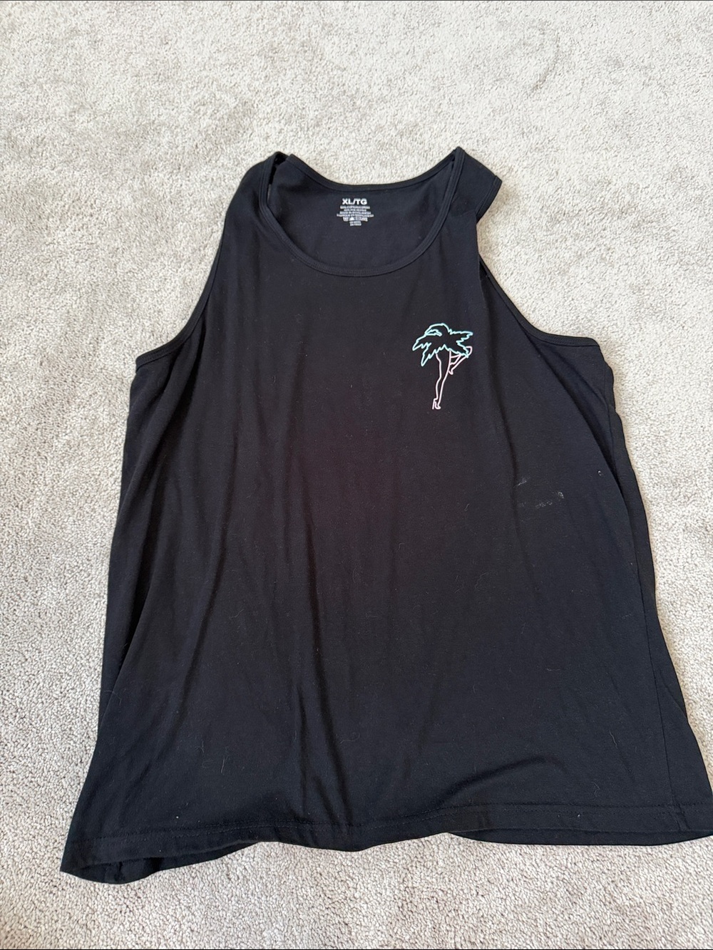 XL/1X Black Palm Graphic Tank Top